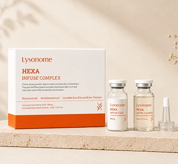 Lysonome HEXA Infuse Complex skincare treatment with product box and vials
