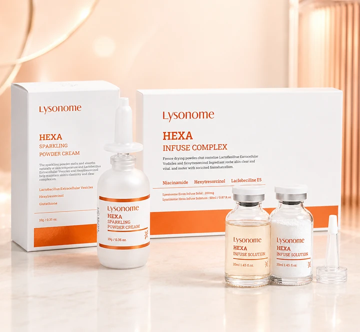 Lysonome HEXA professional skincare set with Sparkling Powder Cream and Infuse Complex